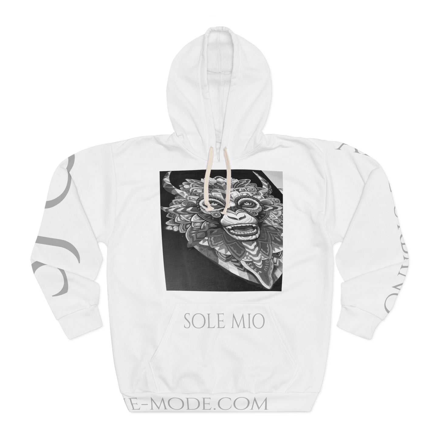 Street Art - Sole Mio - B&W - Front - Unisex Pullover Hoodie (AOP)