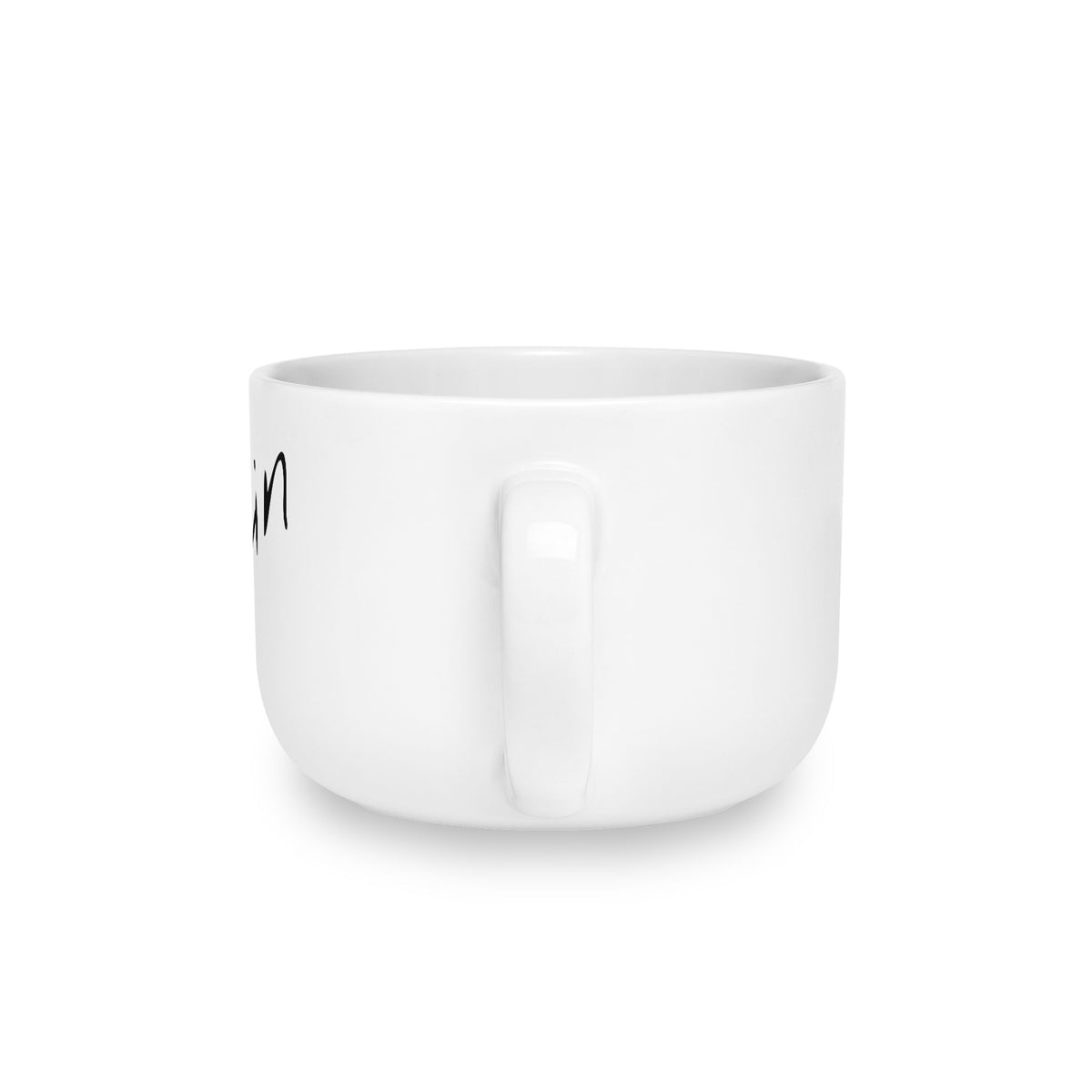 25oz Ceramic Latte Mug — 'Again?' Minimal Handwritten Quote Coffee Cup