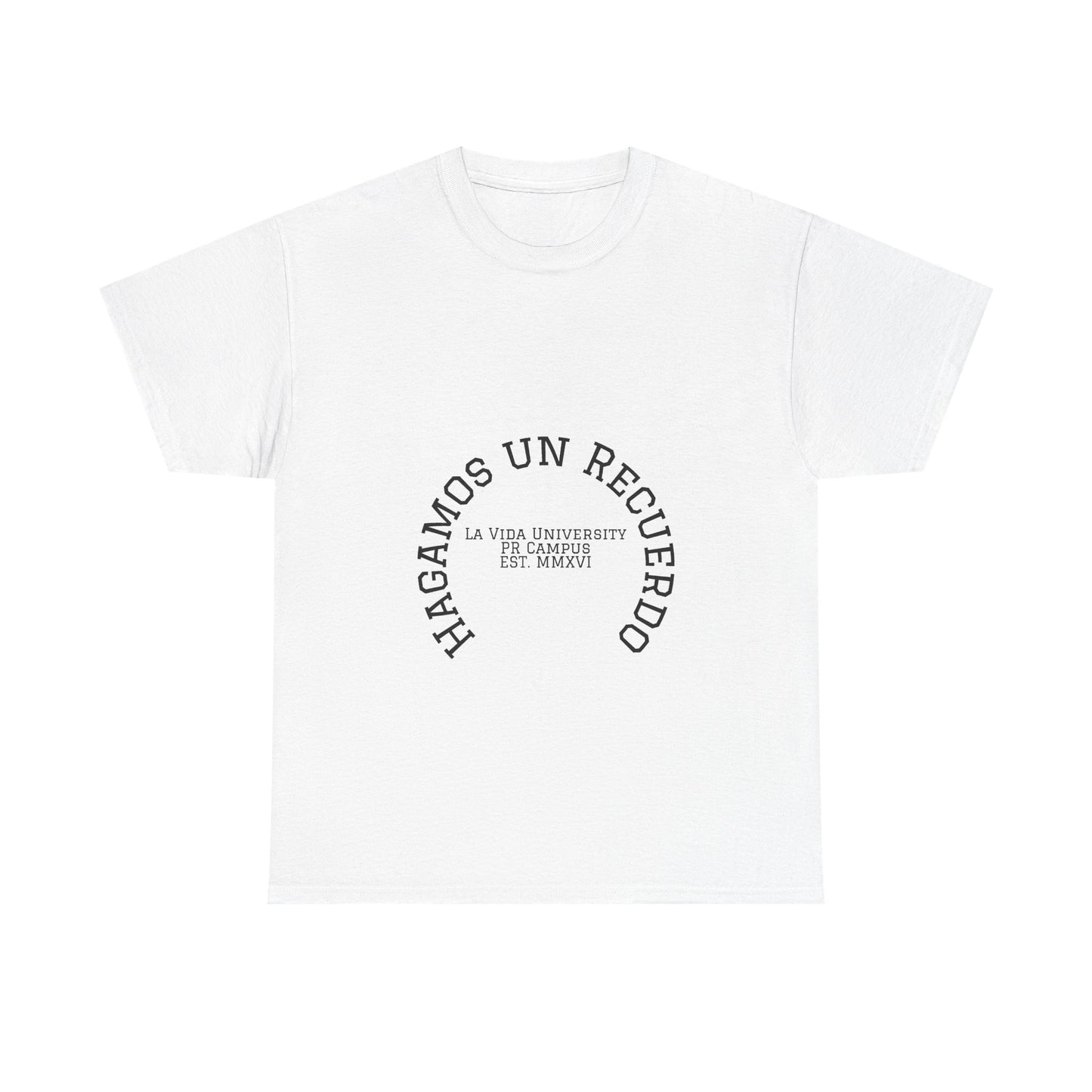 Spanish Phrase Tee “Hagamos Un Recuerdo” – Minimal White Cotton T‑Shirt
