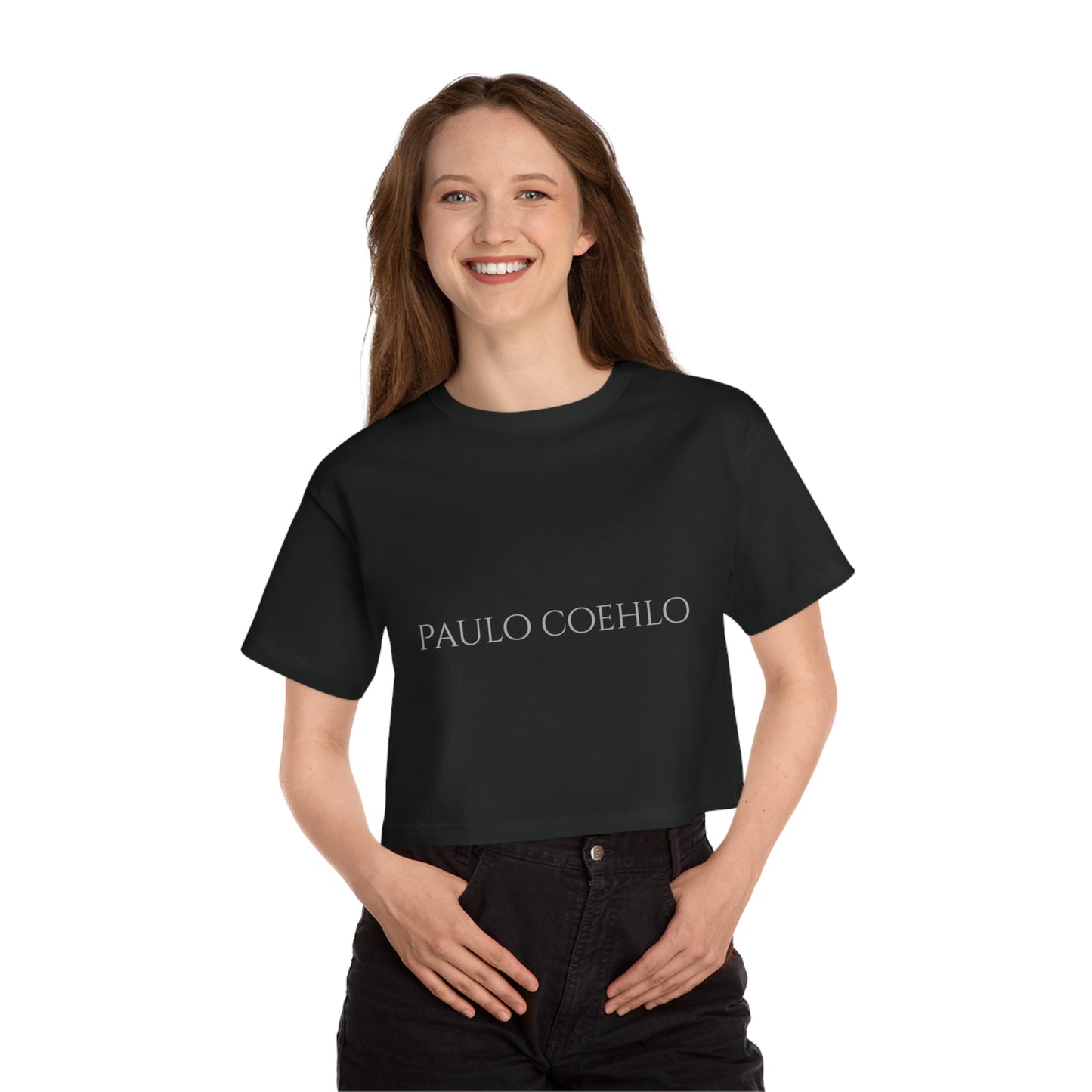 Paulo Coehlo - Cropped Tshirt - Eu te amo porque todo o universo conspirou pra que eu chagasse até você - Champion Women's Heritage Cropped T-Shirt