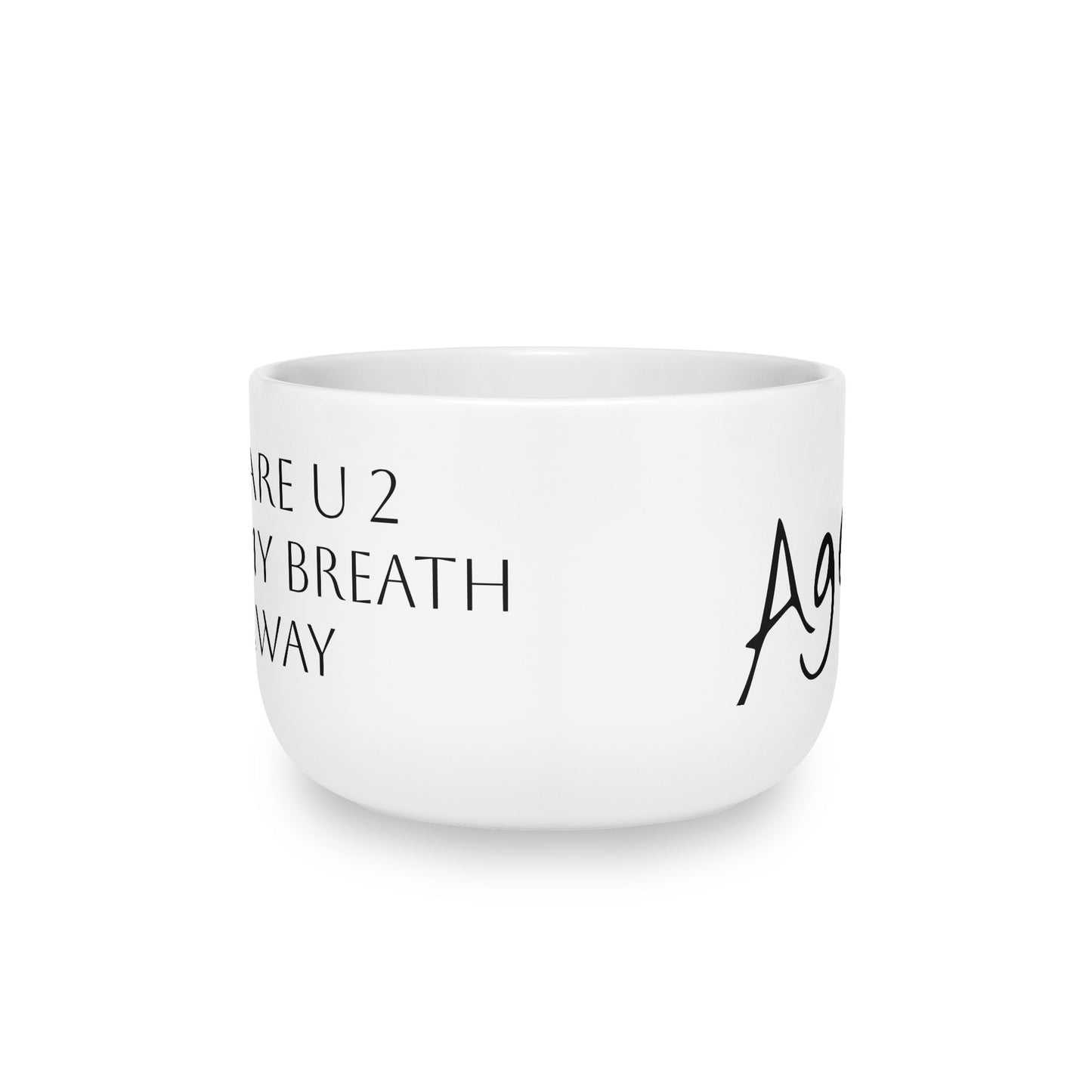 25oz Ceramic Latte Mug — 'Again?' Minimal Handwritten Quote Coffee Cup