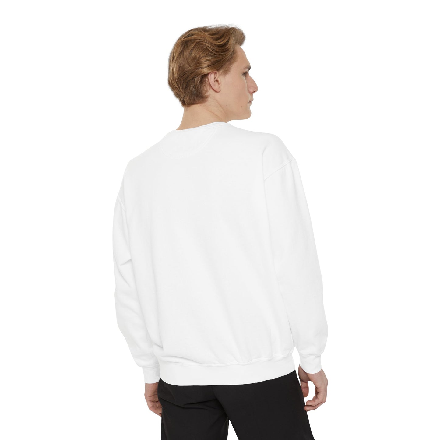 Minimalist 'Be Kind, Be Human' White Sweatshirt — Cozy Garment-Dyed Crewneck