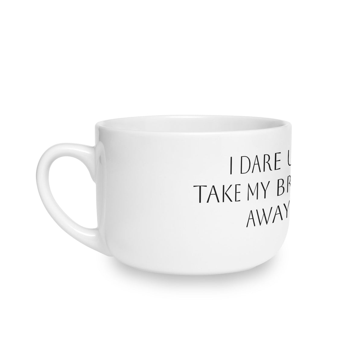 25oz Ceramic Latte Mug — 'Again?' Minimal Handwritten Quote Coffee Cup