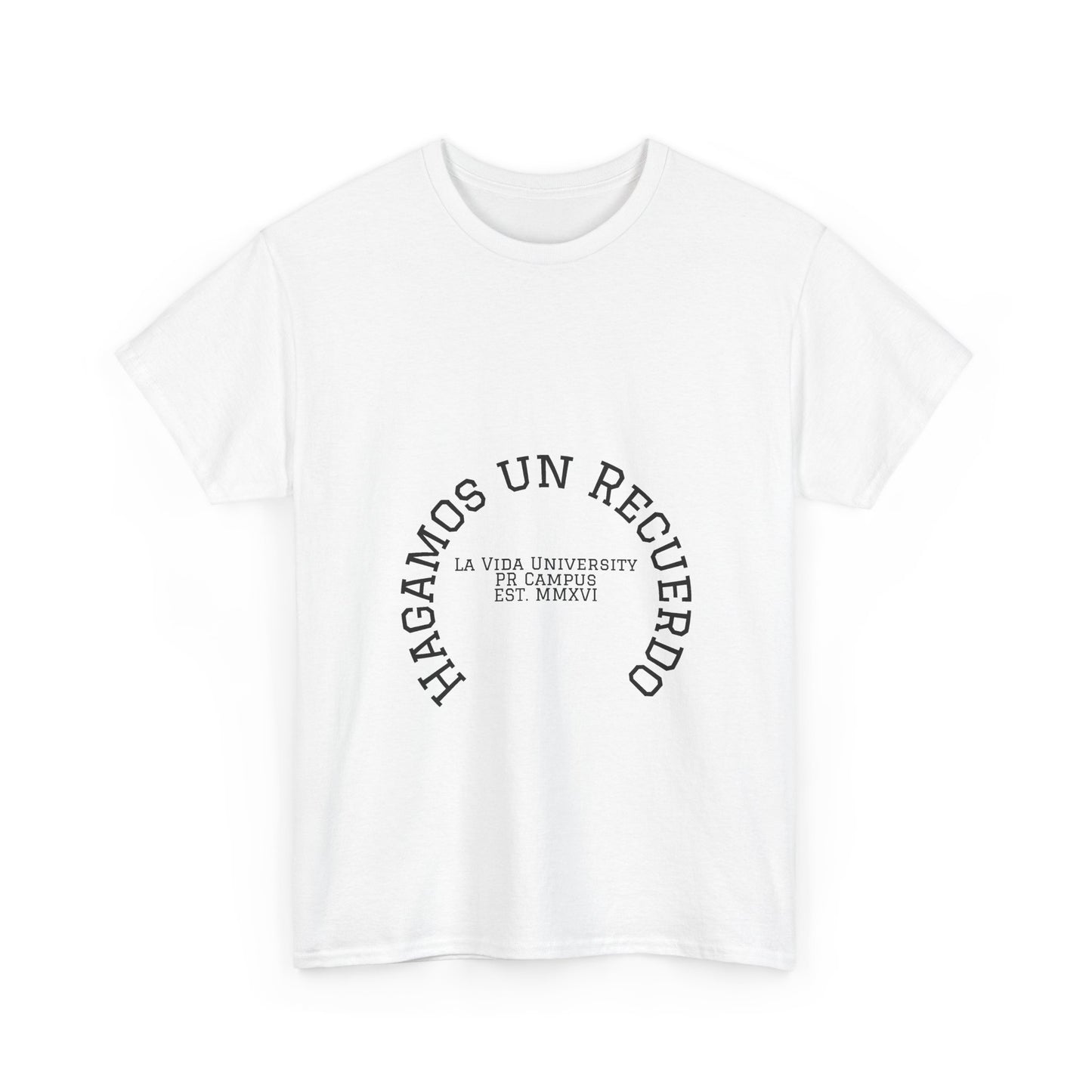 Spanish Phrase Tee “Hagamos Un Recuerdo” – Minimal White Cotton T‑Shirt