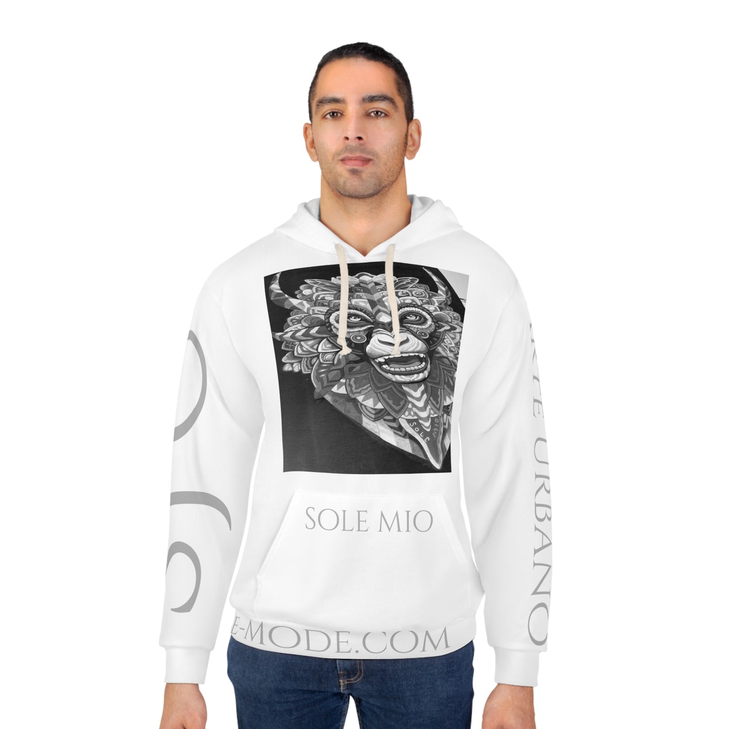 Street Art - Sole Mio - B&W - Front - Unisex Pullover Hoodie (AOP)