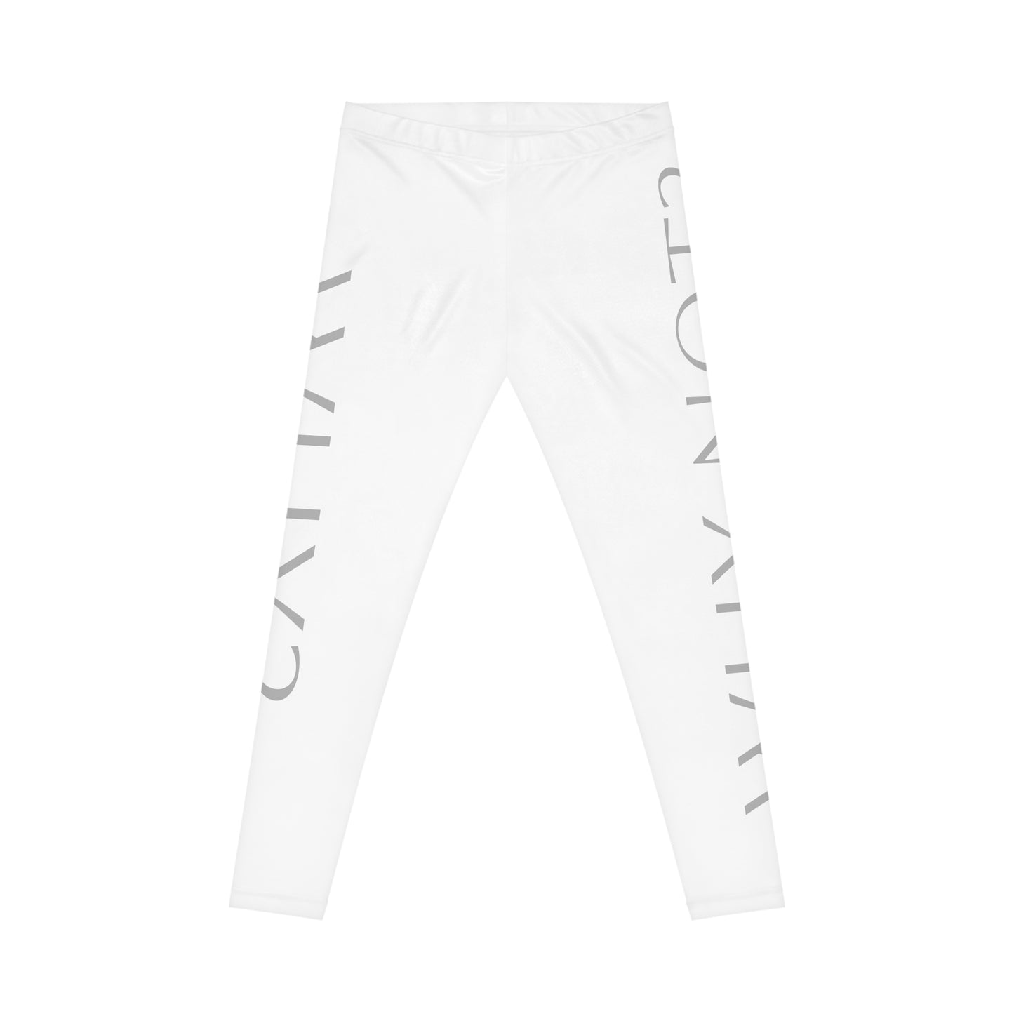 White 'WHY?' Side-Print Women's Leggings — Minimal Graphic Casual Leggings