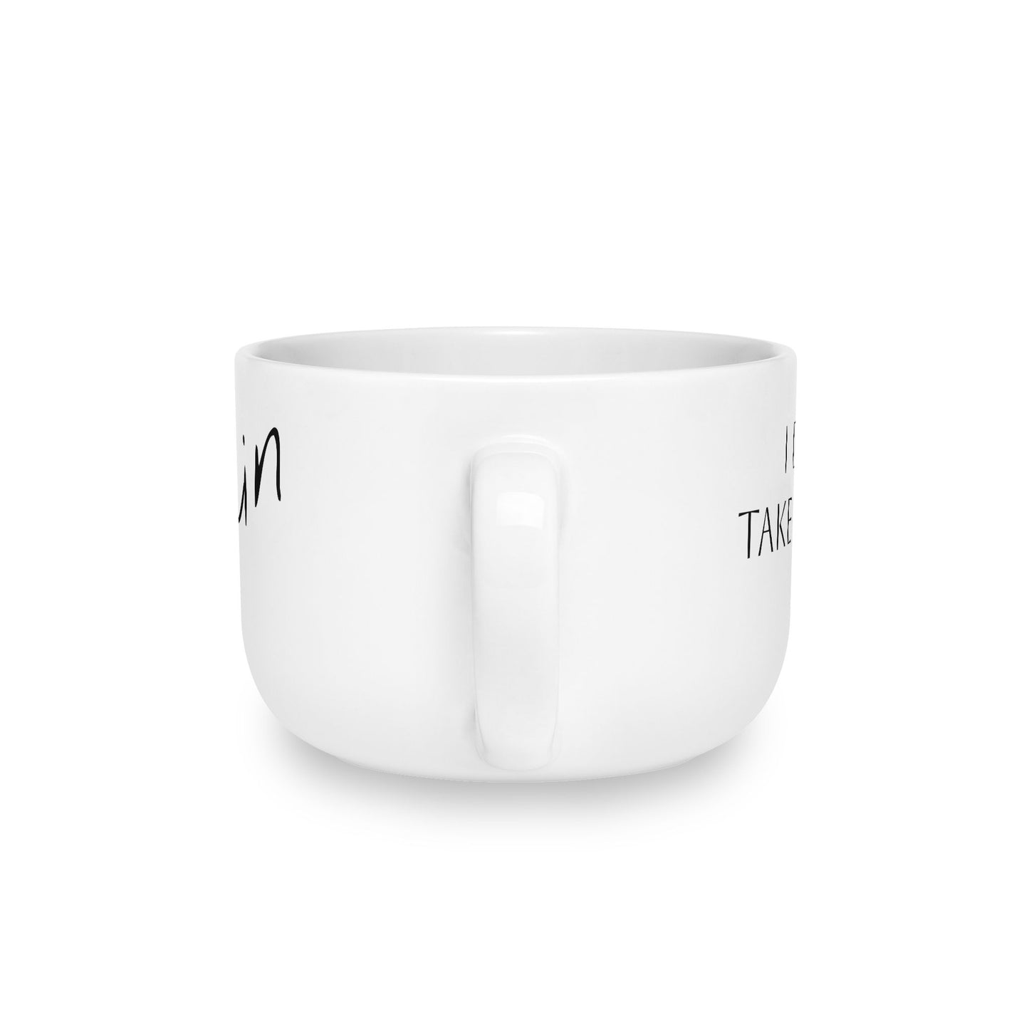 25oz Ceramic Latte Mug — 'Again?' Minimal Handwritten Quote Coffee Cup