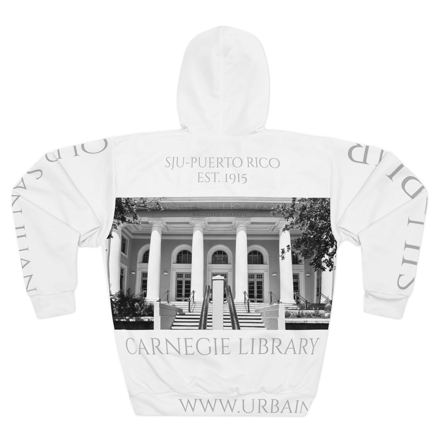 Arquitecture - SJU - PR - Carnegie - B&W - Unisex Pullover Hoodie (AOP)