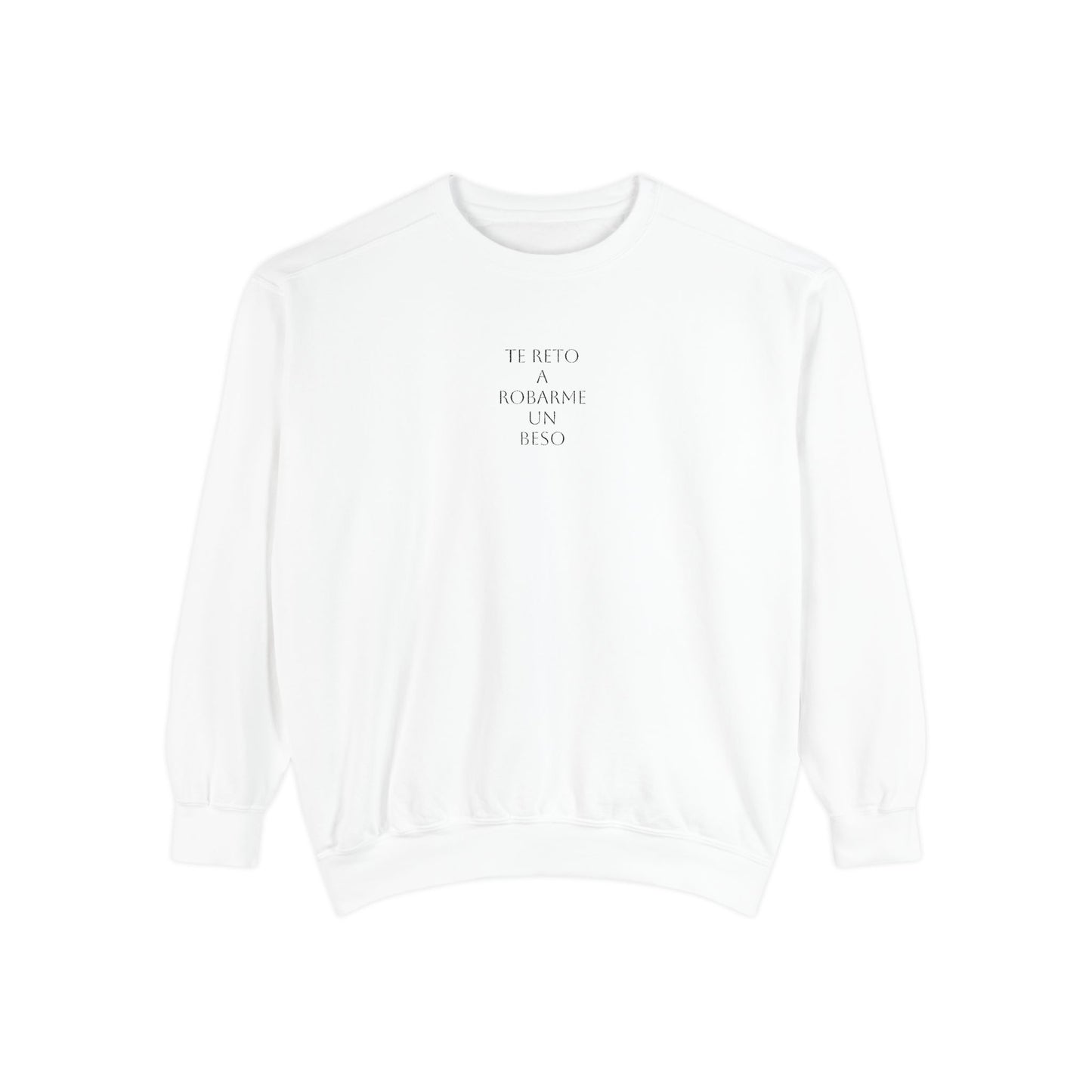 Minimalist 'Be Kind, Be Human' White Sweatshirt — Cozy Garment-Dyed Crewneck