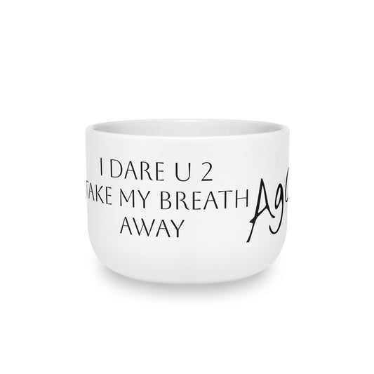 25oz Ceramic Latte Mug — 'Again?' Minimal Handwritten Quote Coffee Cup
