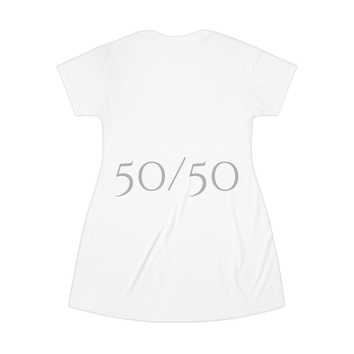 Spanish Phrase T-Shirt Dress — "¿Probabilidad de que te diga que sí? 50/50"
