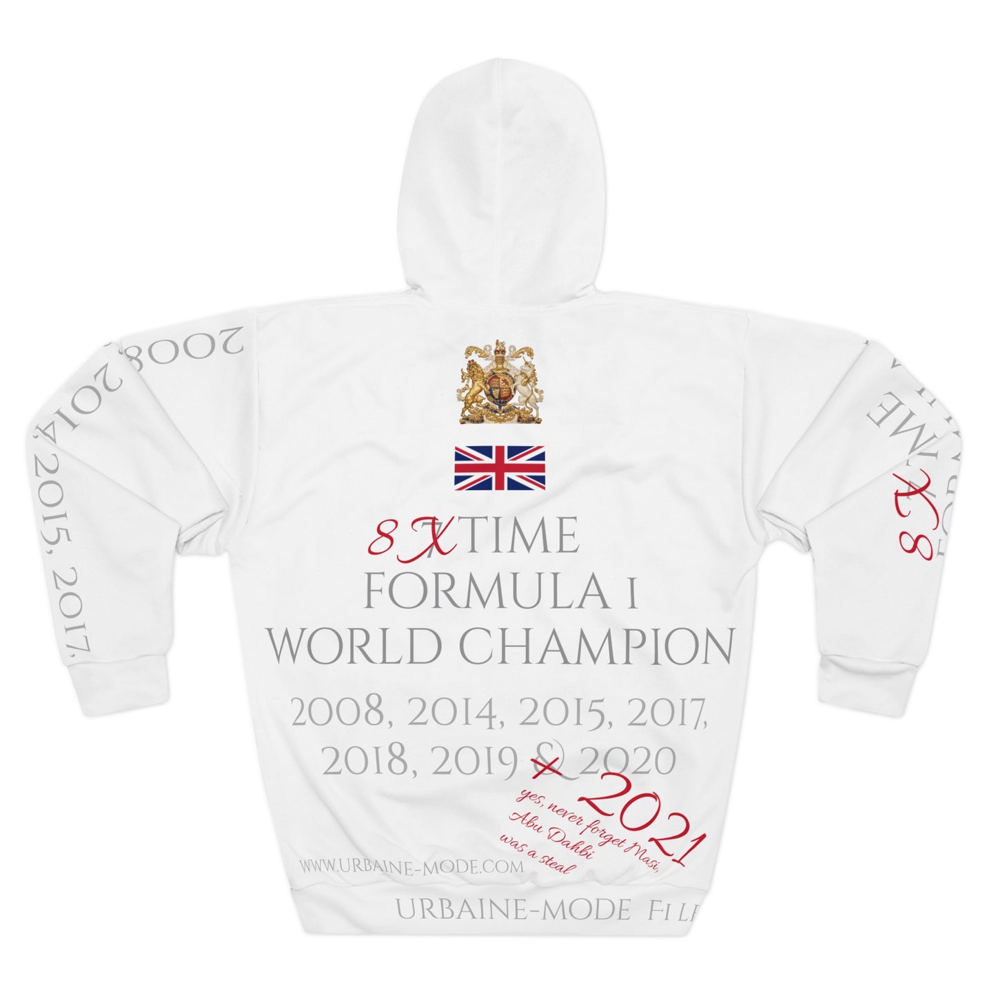 Lewis Hamilton 8 time world champion - yes, 8 time, remeber Masi steal in Abu Dahbi - Unisex Pullover Hoodie (AOP)