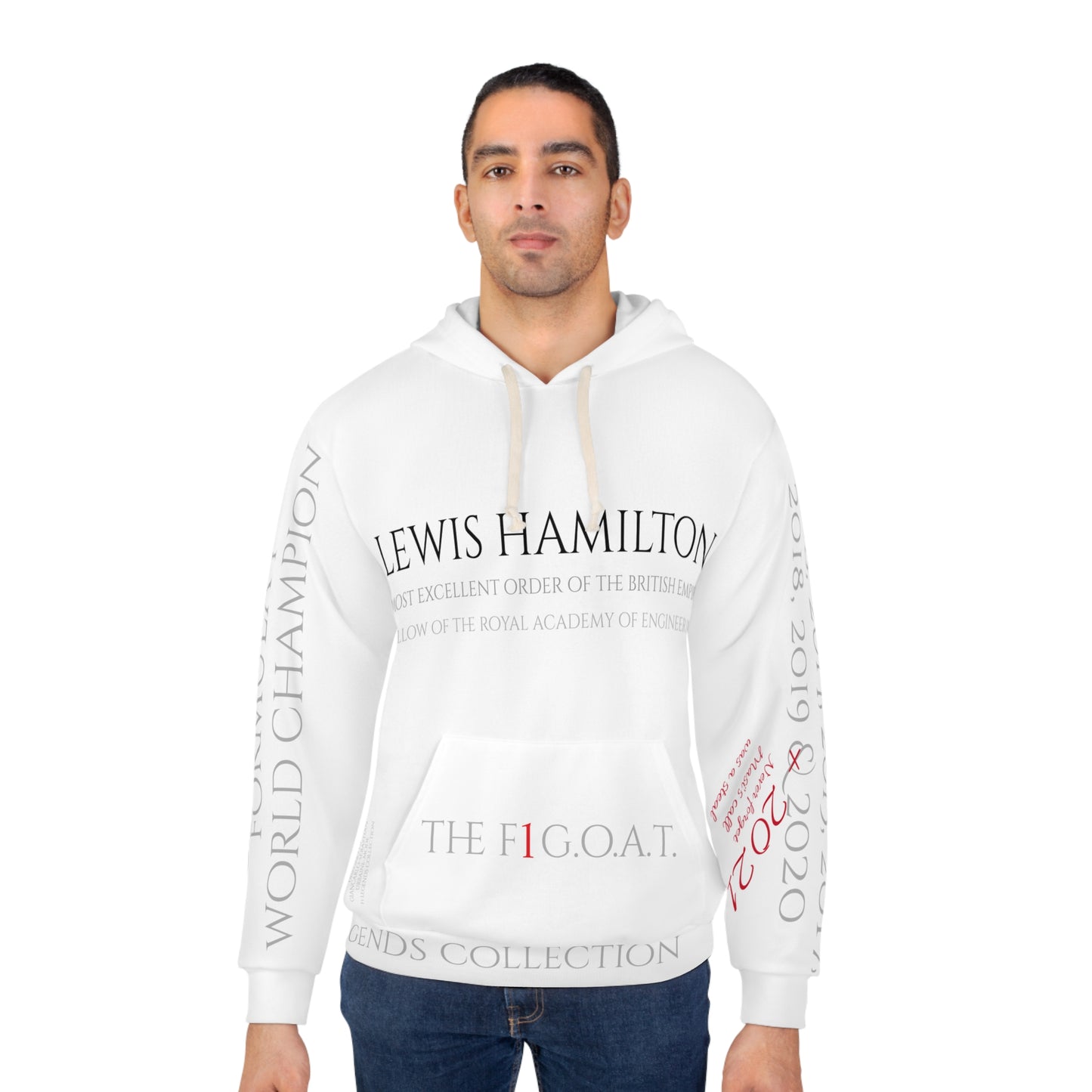 Lewis Hamilton 8 time world champion - yes, 8 time, remeber Masi steal in Abu Dahbi - Unisex Pullover Hoodie (AOP)