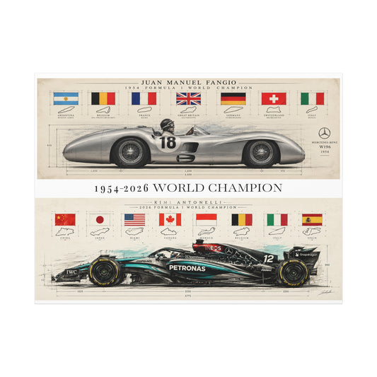 2026 World Championship Vintage Car Blueprint Canvas