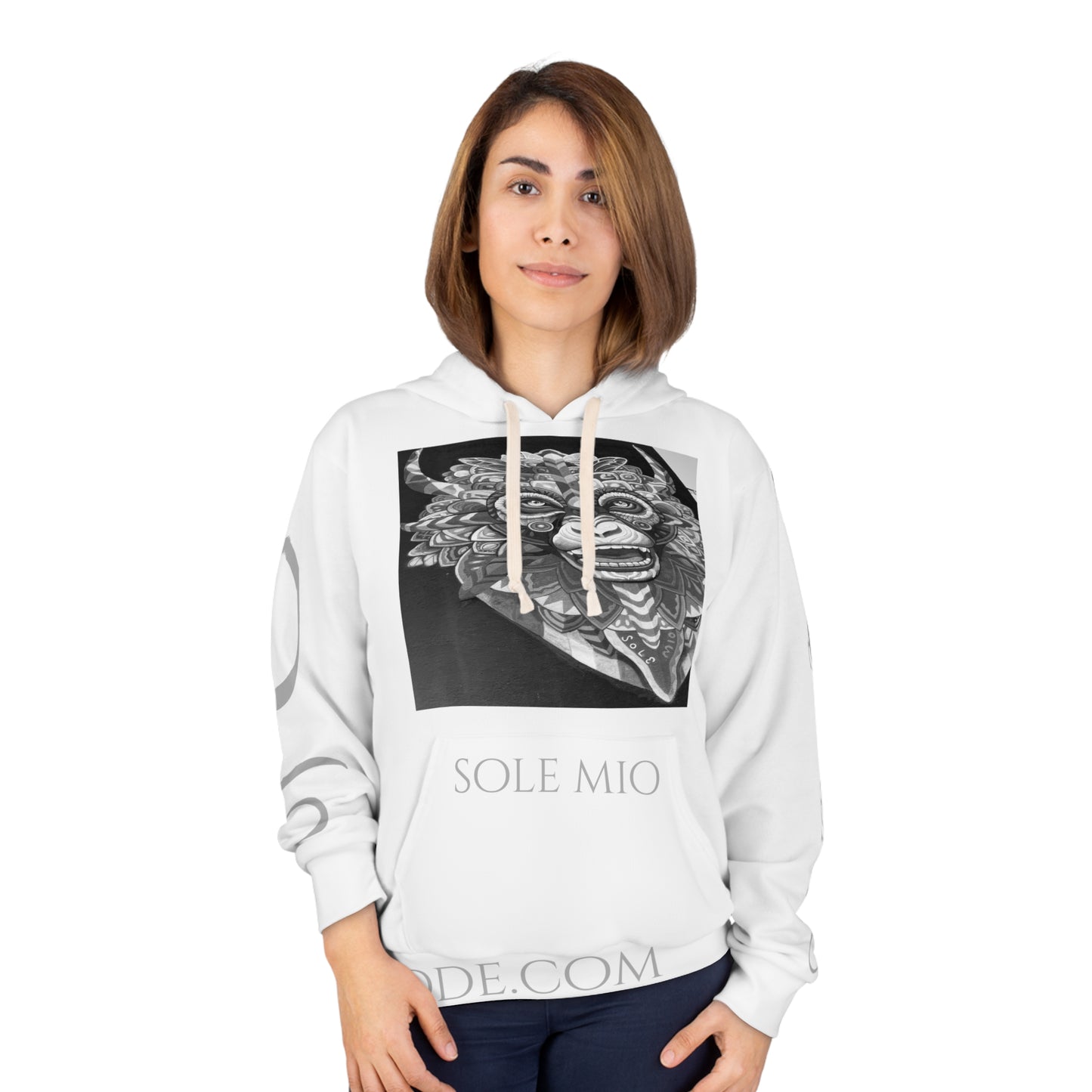 Street Art - Sole Mio - B&W - Front - Unisex Pullover Hoodie (AOP)